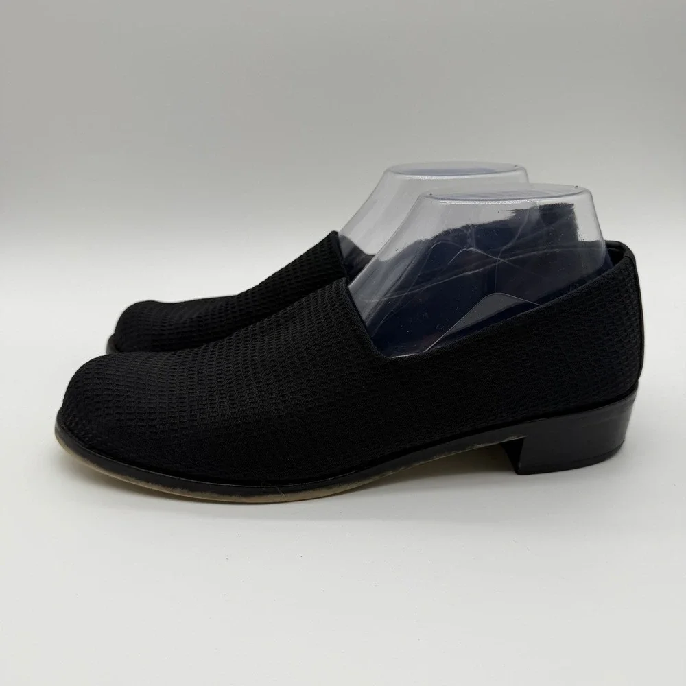 Donald J Pliner Women's Mesh Slip On Loafers Low Block Heels Black Size 9.5